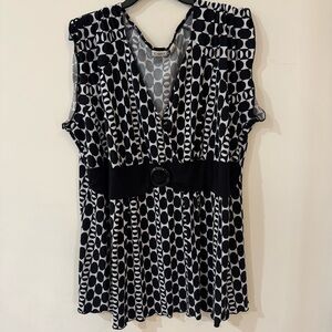 Cato Black and White Geometric Blouse